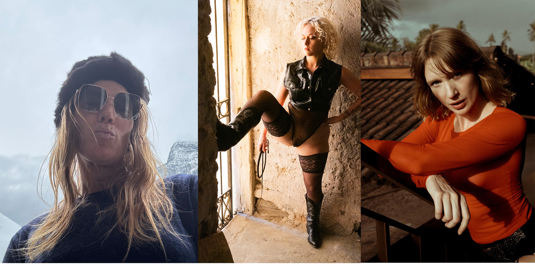 Three women shown in a side-by-side portrait composition, each expressing strength and autonomy, representing collective female authority beyond individual dominance